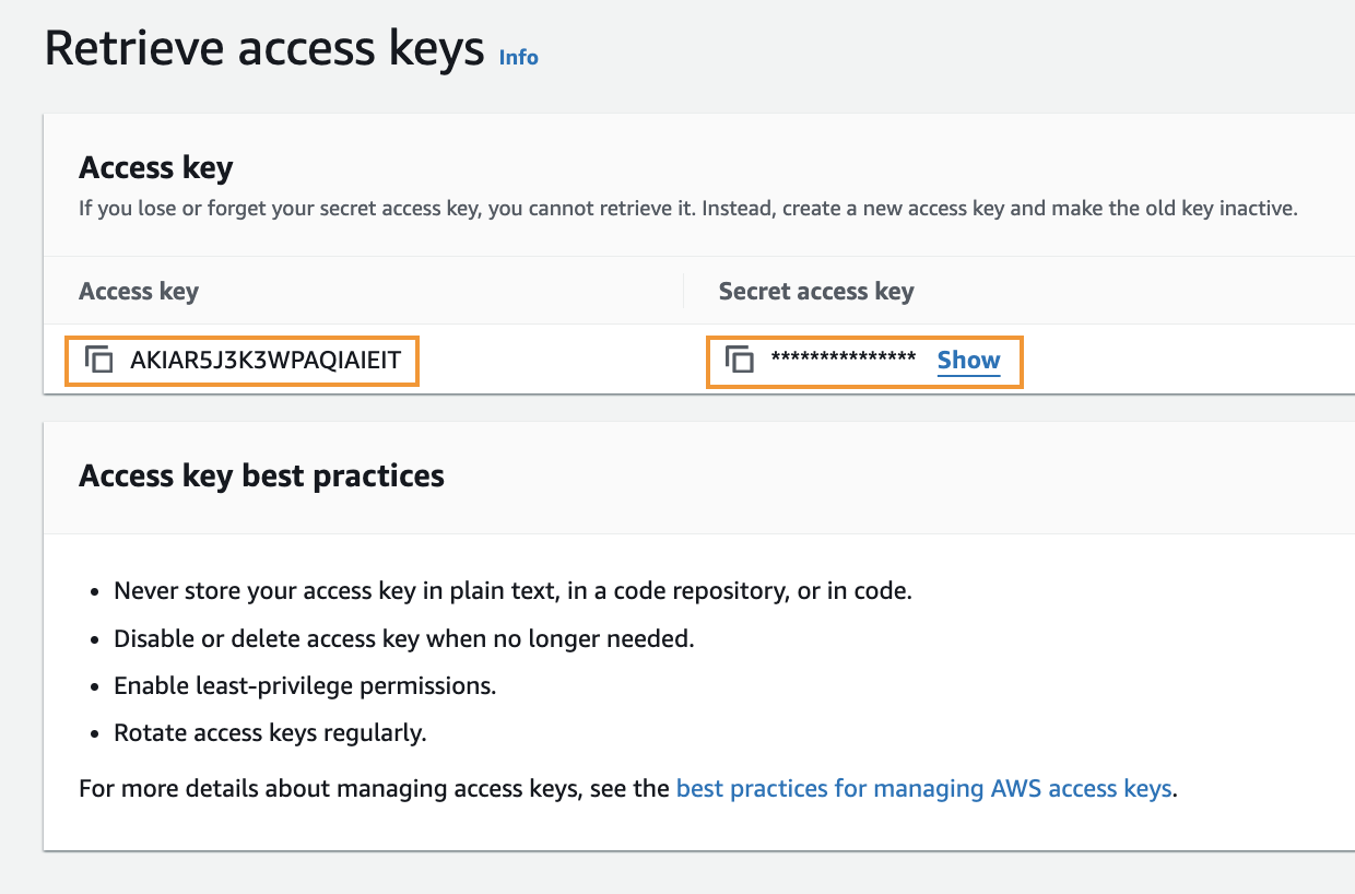Retrieve AWS Access and Secret Keys