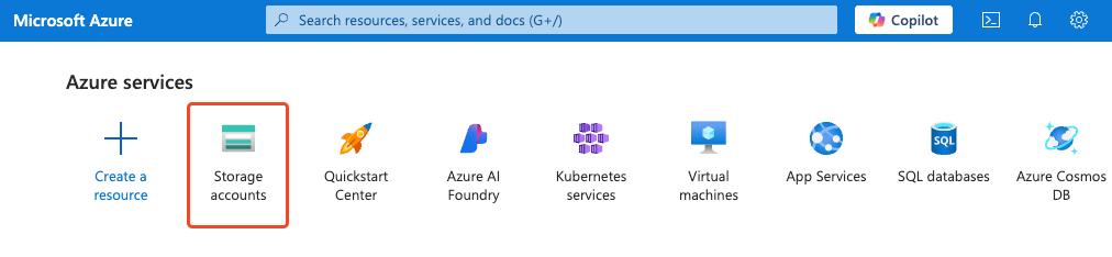 user portal and storage account